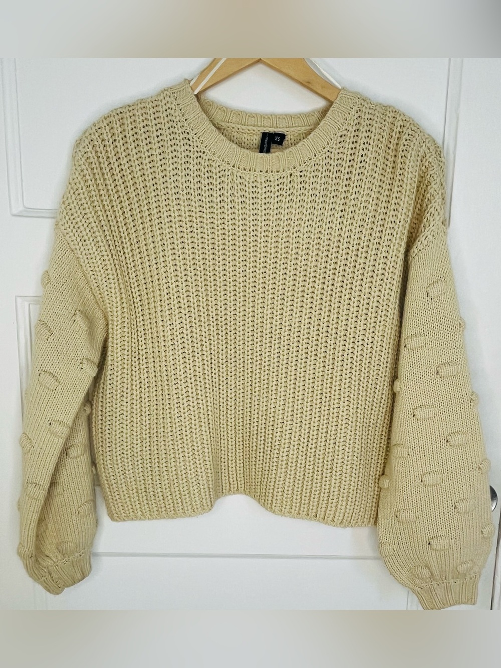 Moon & Madison Women’s Cream Knit Crewneck Oversized Sweater Sz XS